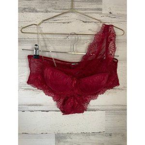 Frederick Hollywood Bra & Underwear Womens Large 36B Maroon Padded Megan Fox New